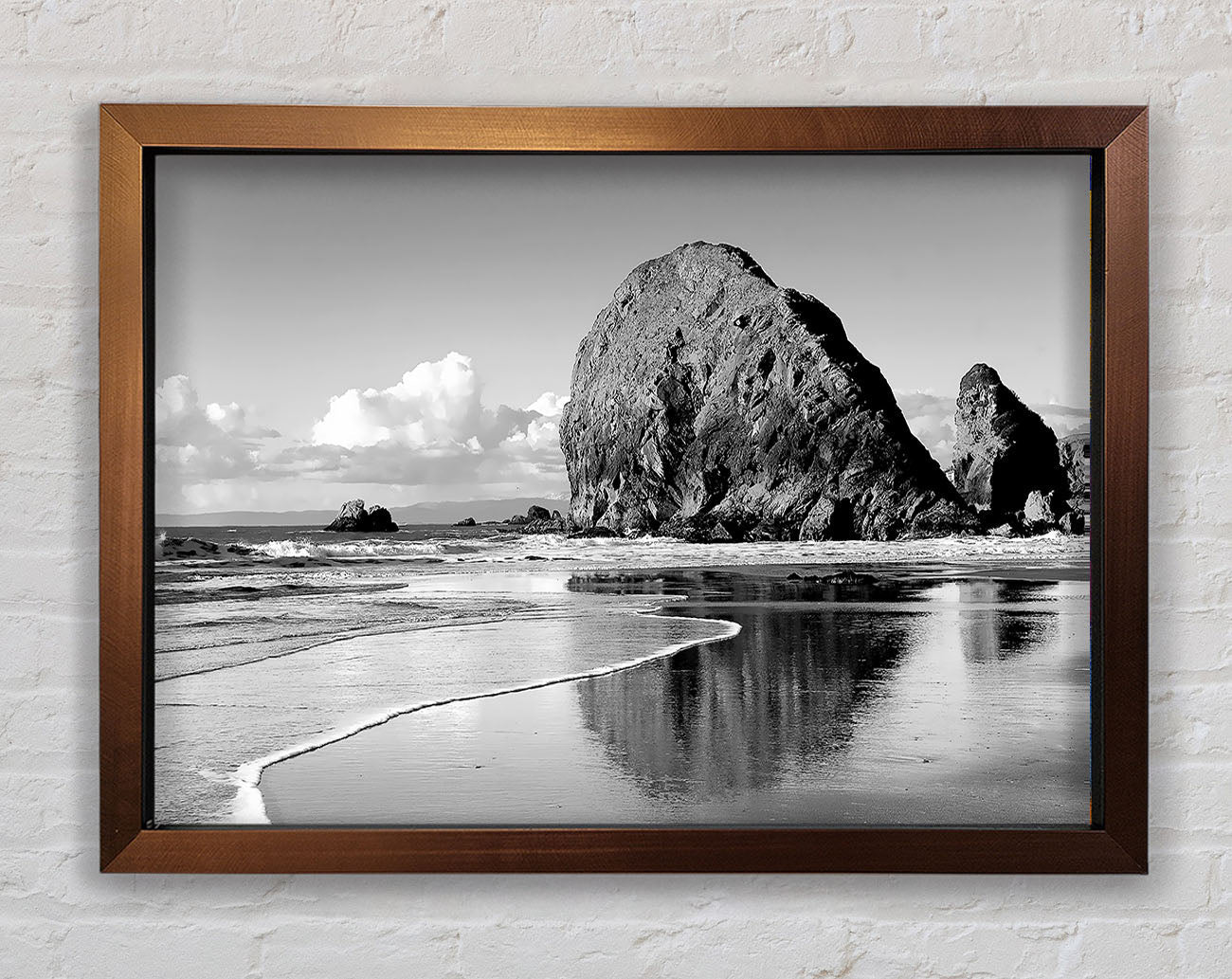 Beach Rocks B n W Framed Wall Art