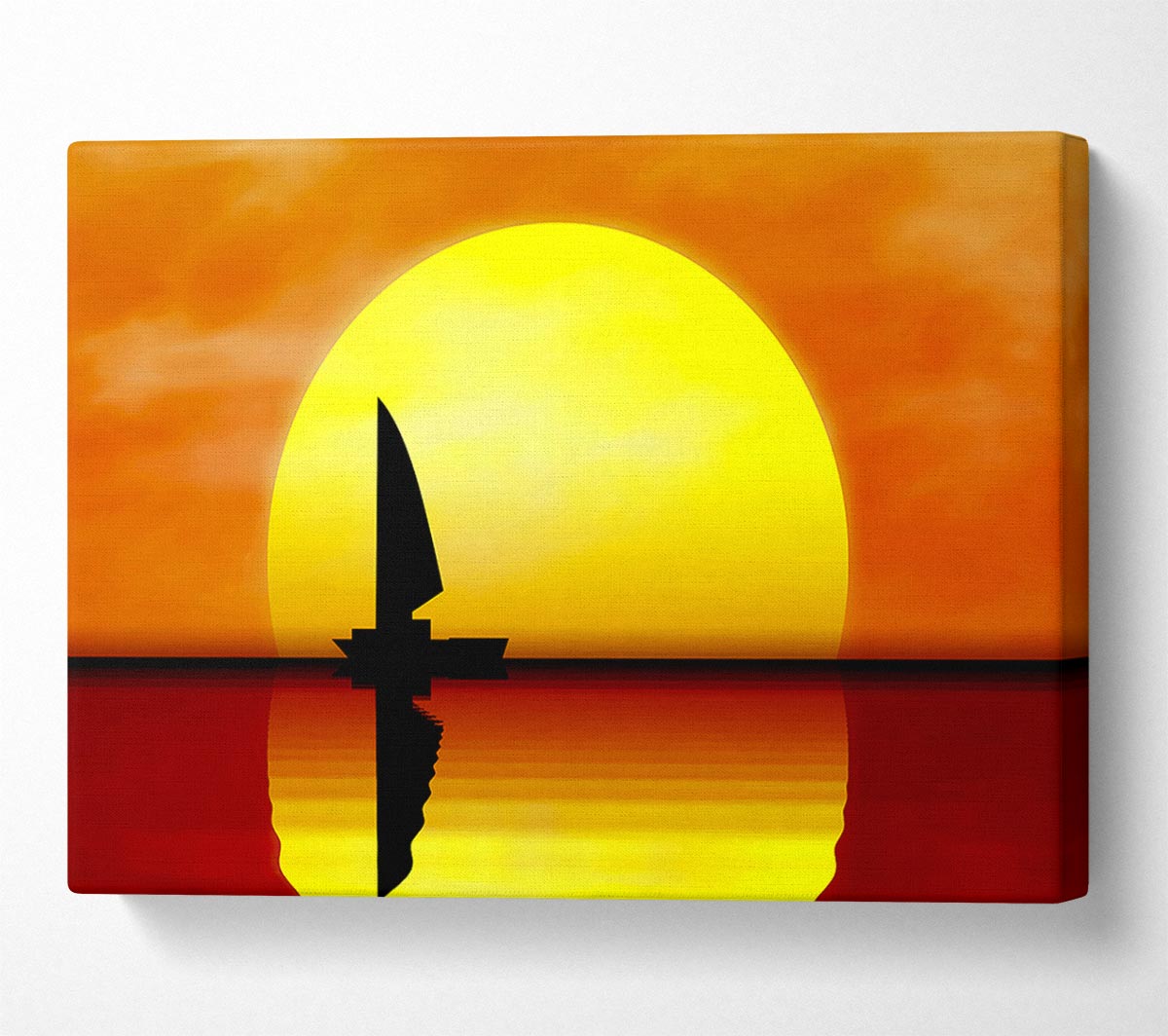 Boat Sailing In The Sunset Canvas Wall Art