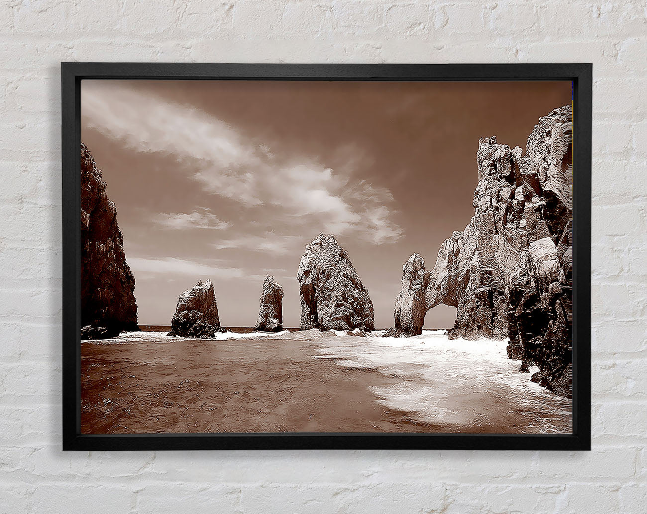 Brown Rocks In The Ocean Framed Wall Art