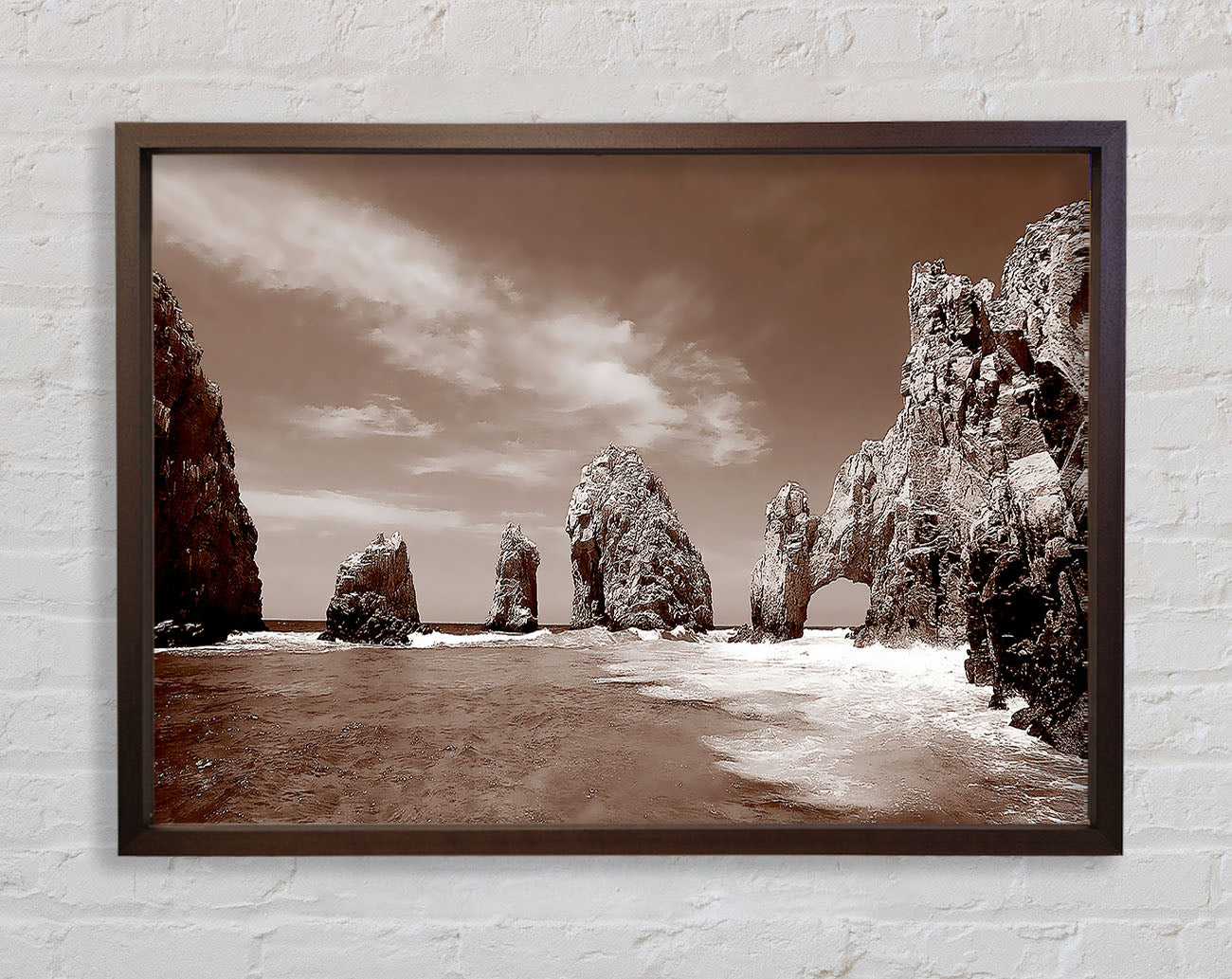Brown Rocks In The Ocean Framed Wall Art