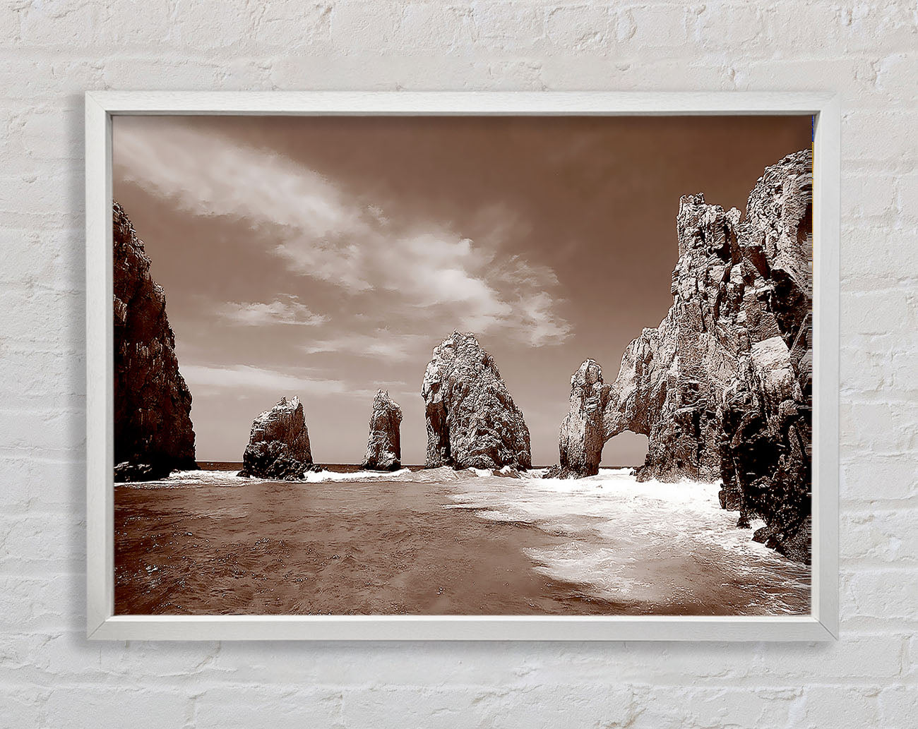 Brown Rocks In The Ocean Framed Wall Art