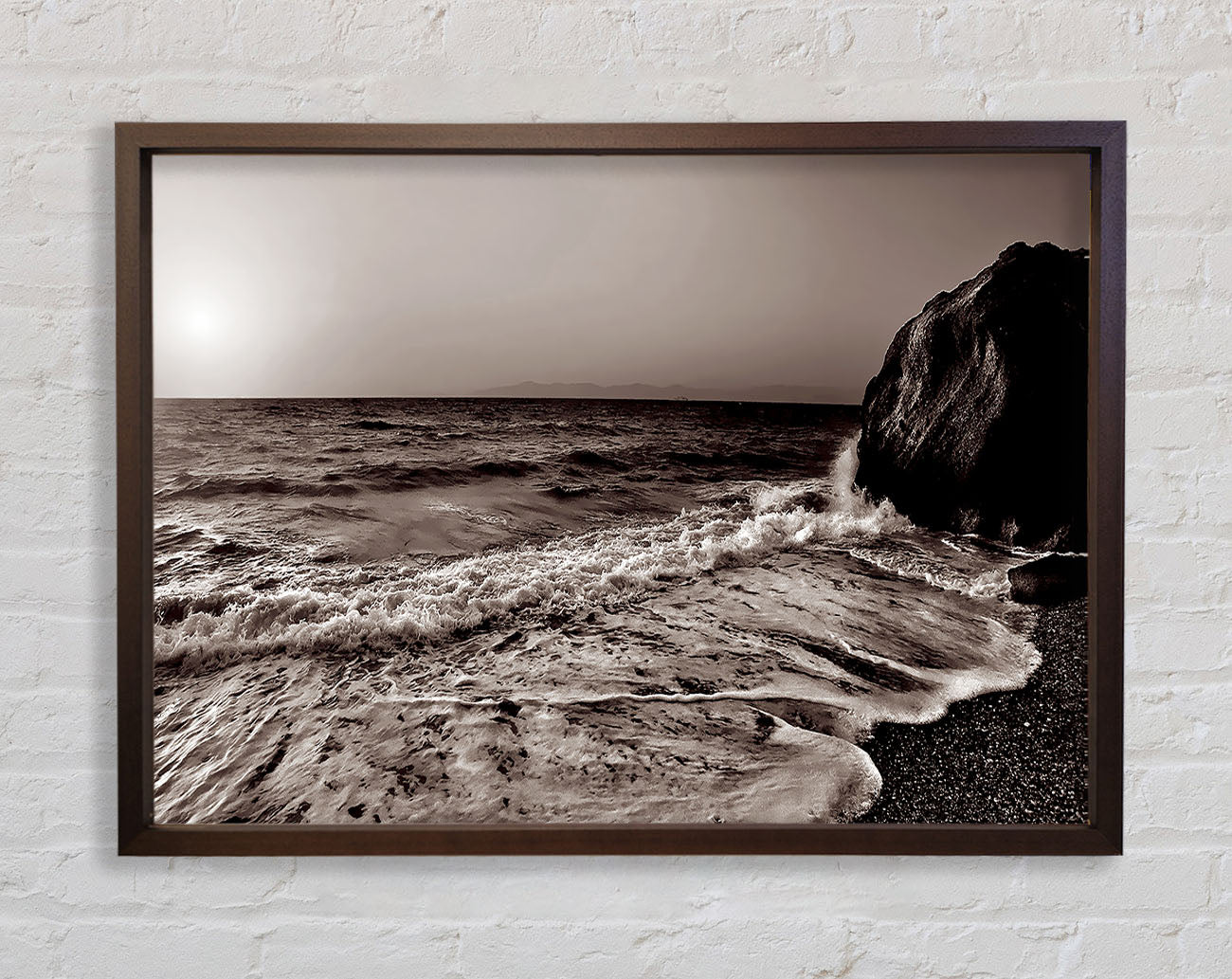 Chocolate Ocean Sun Framed Wall Art