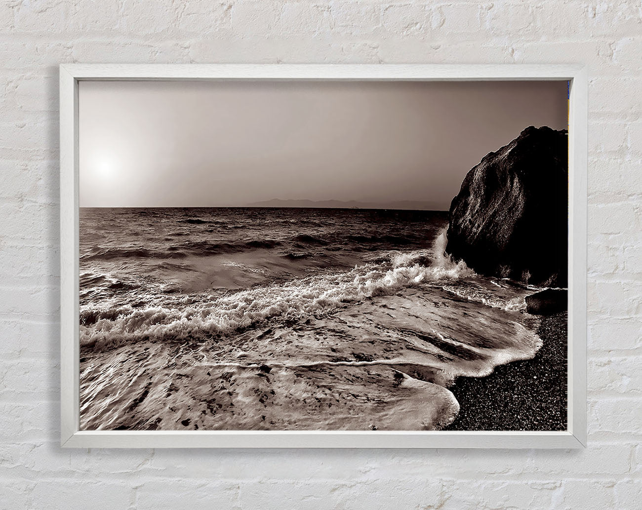 Chocolate Ocean Sun Framed Wall Art