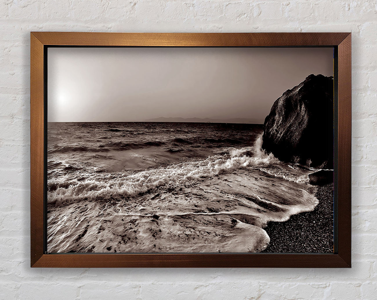 Chocolate Ocean Sun Framed Wall Art