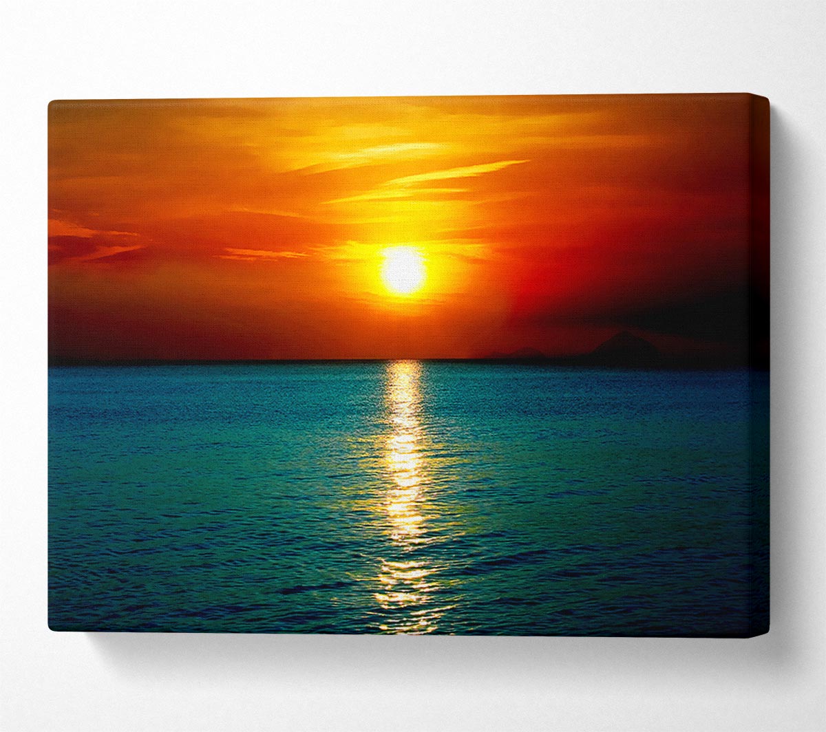 As The Sun Goes Down Over The Turquoise Ocean Canvas Wall Art