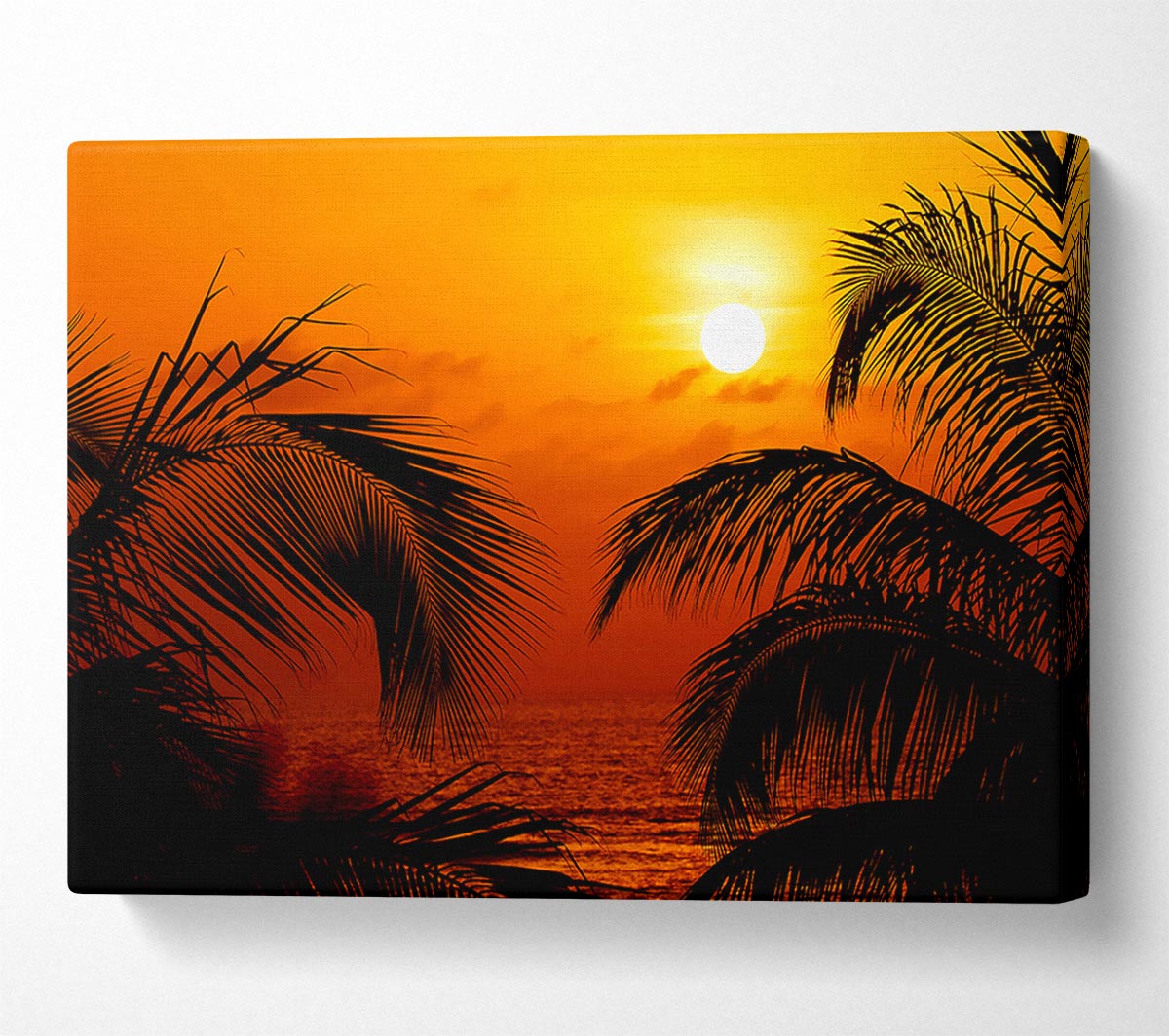 Orange Palmtree Sun Canvas Wall Art