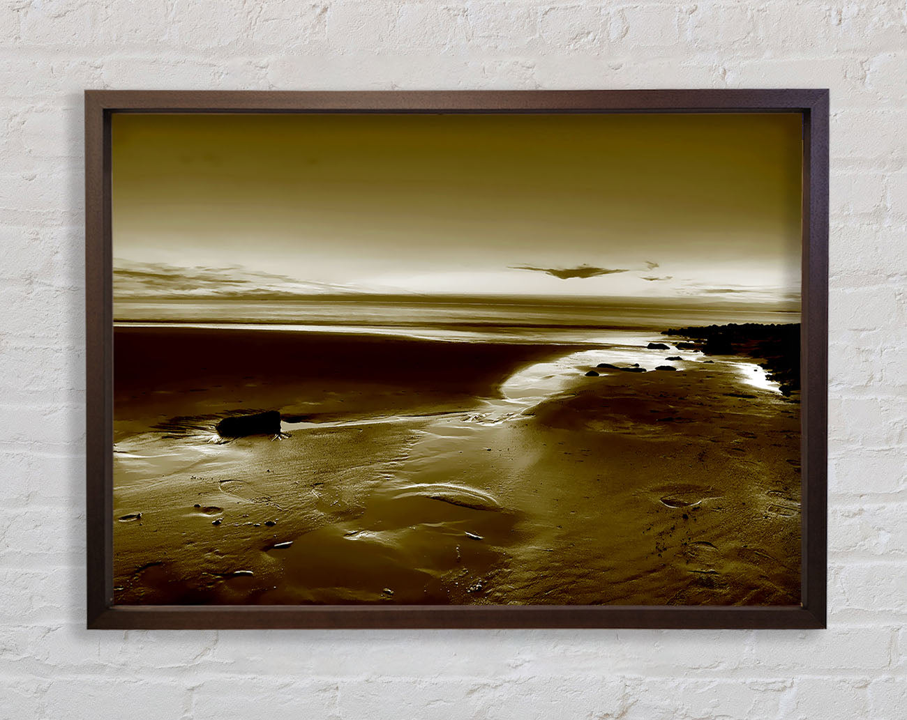 Calming Olive Ocean Framed Wall Art
