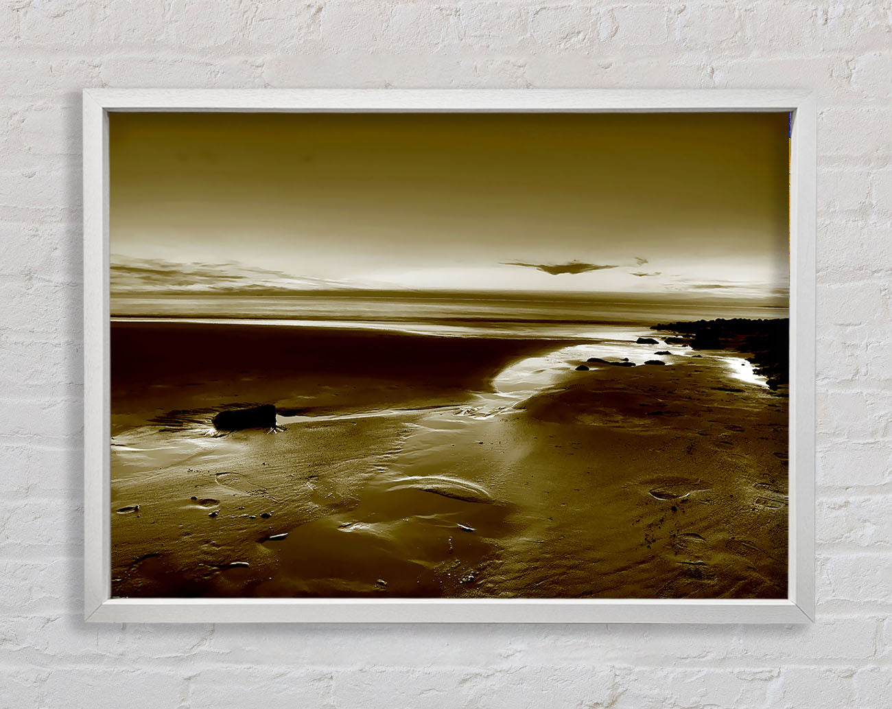 Calming Olive Ocean Framed Wall Art