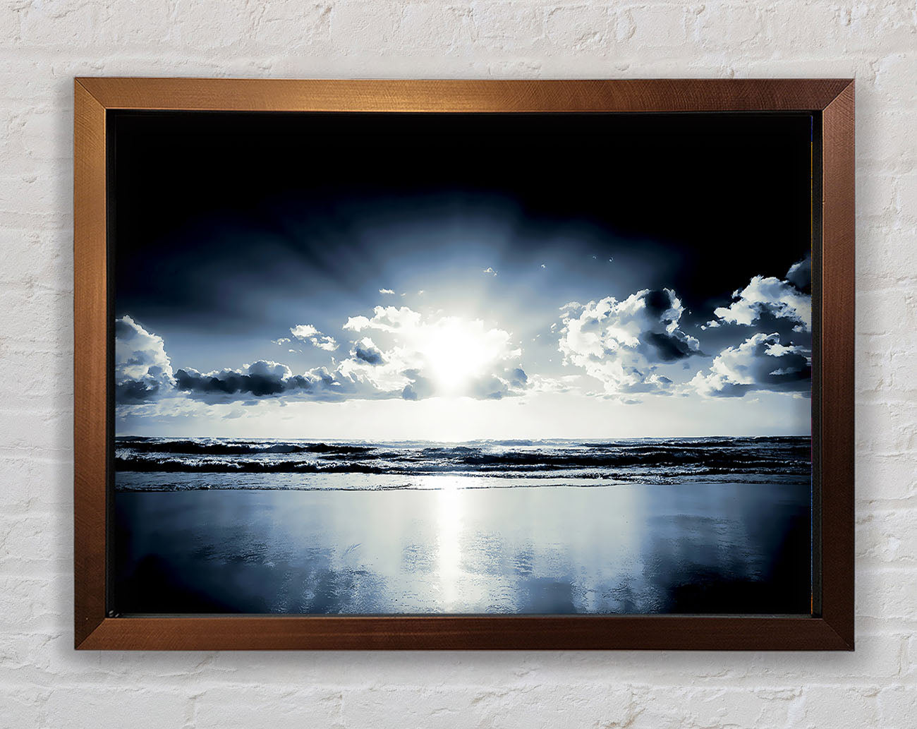 Blue Ocean Sunrise Framed Wall Art