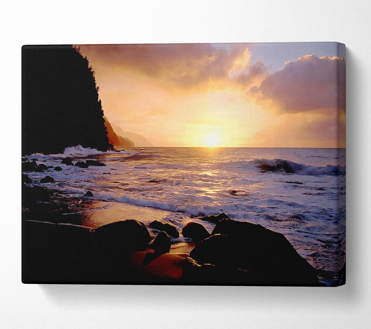 As The Sun Goes Down Over The Ocean Canvas Wall Art