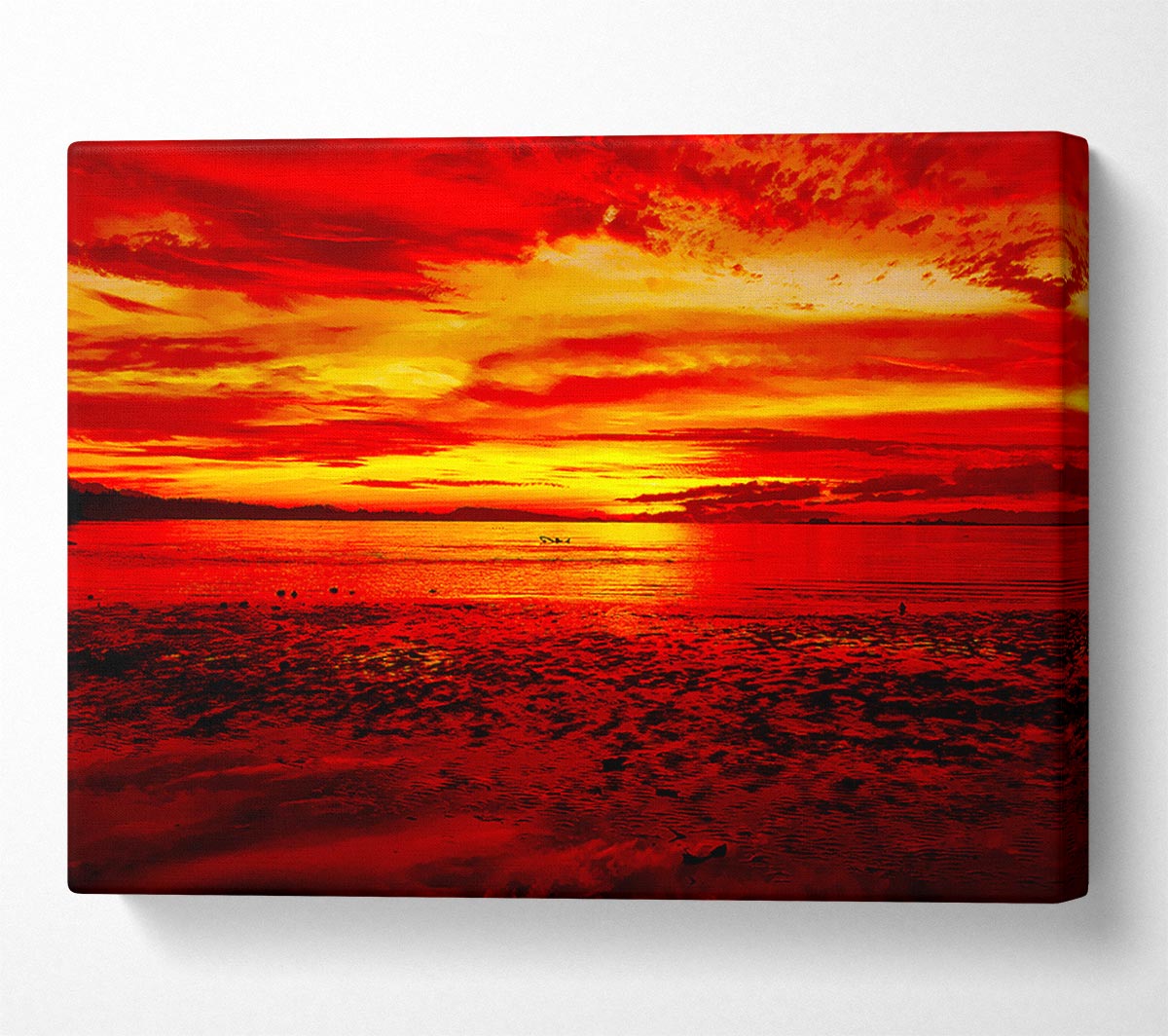 The Pebbled Beach Red Canvas Wall Art