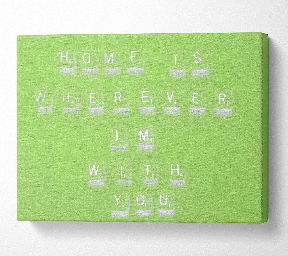 Love Quote Home Is Wherever Im With You Lime Green Canvas Wall Art