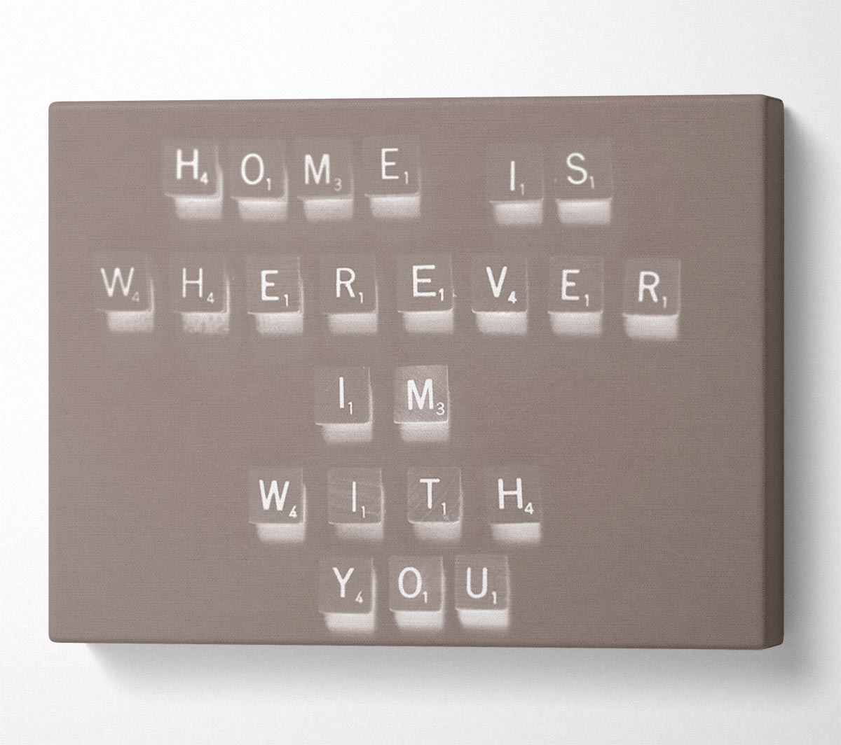Love Quote Home Is Wherever Im With You Beige Canvas Wall Art