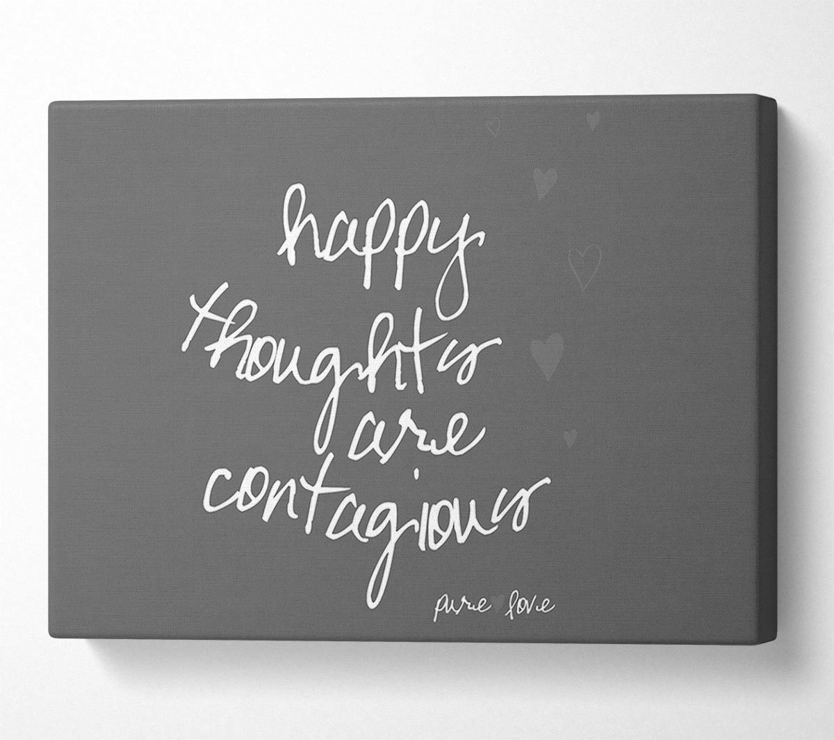 Happy Thoughts Are Contagious Grey Canvas Wall Art
