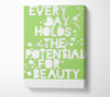 Motivational Quote Every Day Holds The Potential Lime Green Canvas Wall Art