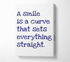 Motivational Quote Smile Is A Curve Canvas Wall Art