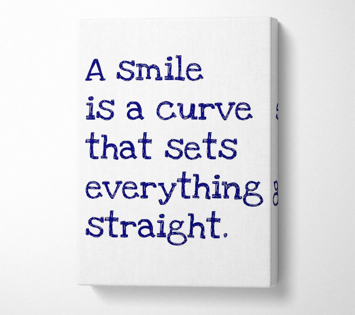 Motivational Quote Smile Is A Curve Canvas Wall Art
