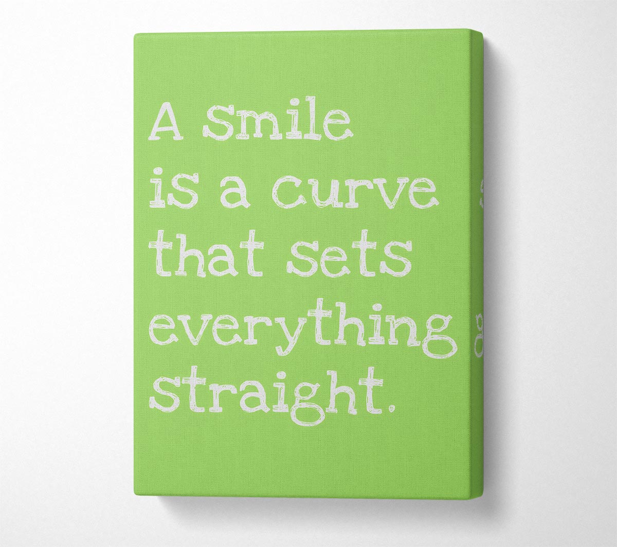 Motivational Quote Smile Is A Curve Lime Green Canvas Wall Art