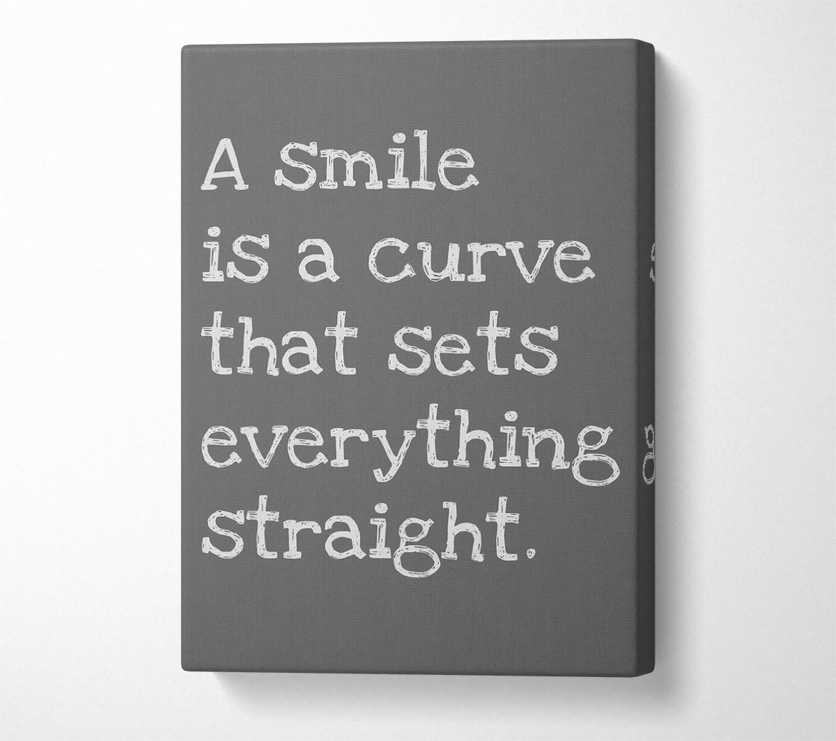 Motivational Quote Smile Is A Curve Grey Canvas Wall Art