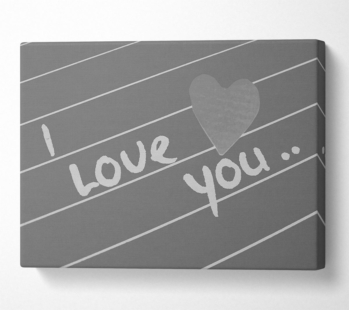Love Quote I Love You Heart Grey Canvas Wall Art