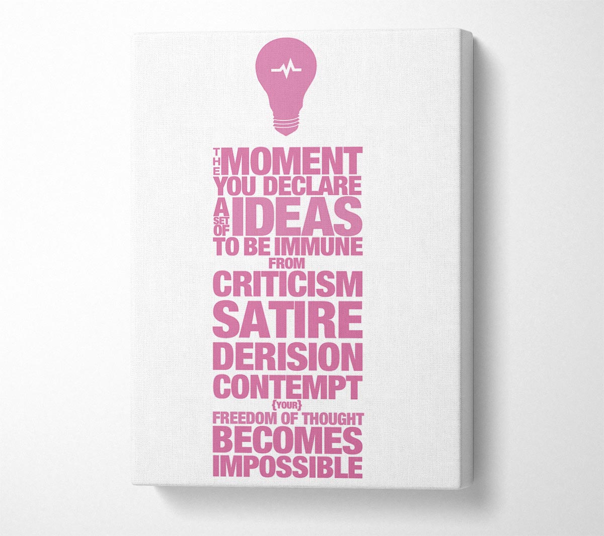 Motivational Quote Freedom Of Thought Pink Canvas Wall Art