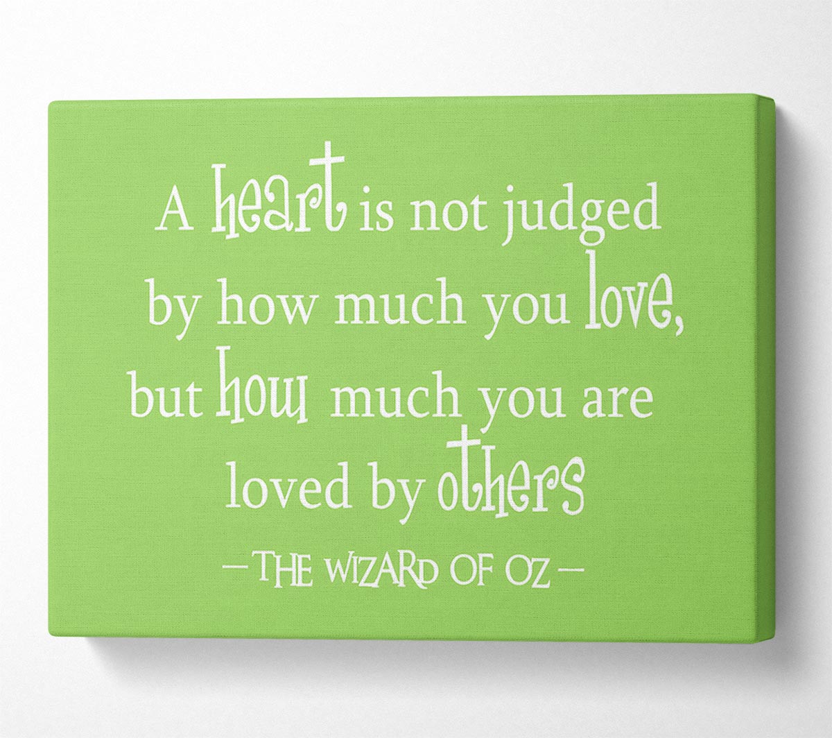 Movie Quote Wizard Of Oz A Heart Is Not Judged Lime Green Canvas Wall Art