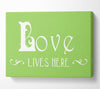 Love Quote Love Lives Here Vines Lime Green Canvas Wall Art