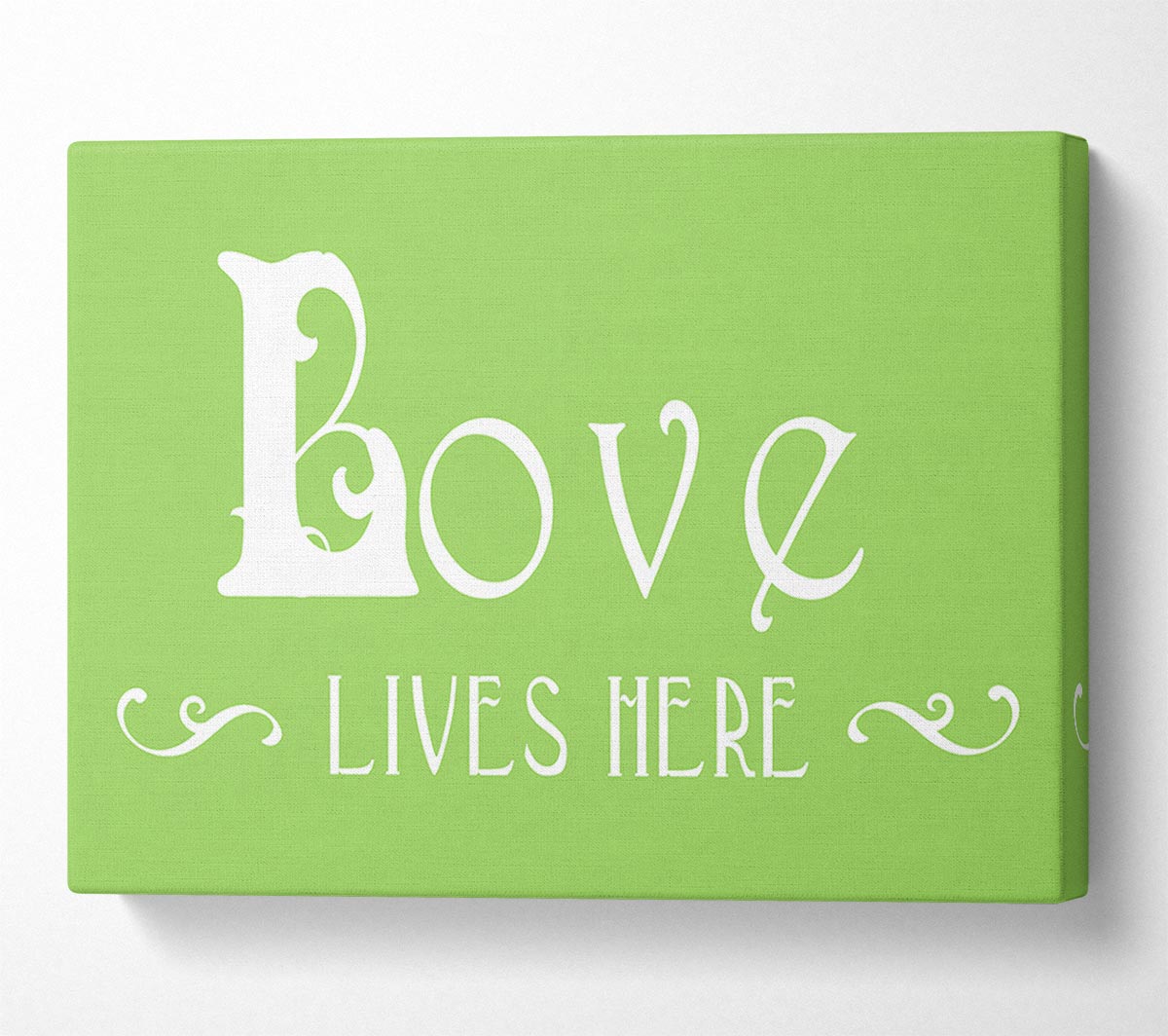 Love Quote Love Lives Here Vines Lime Green Canvas Wall Art