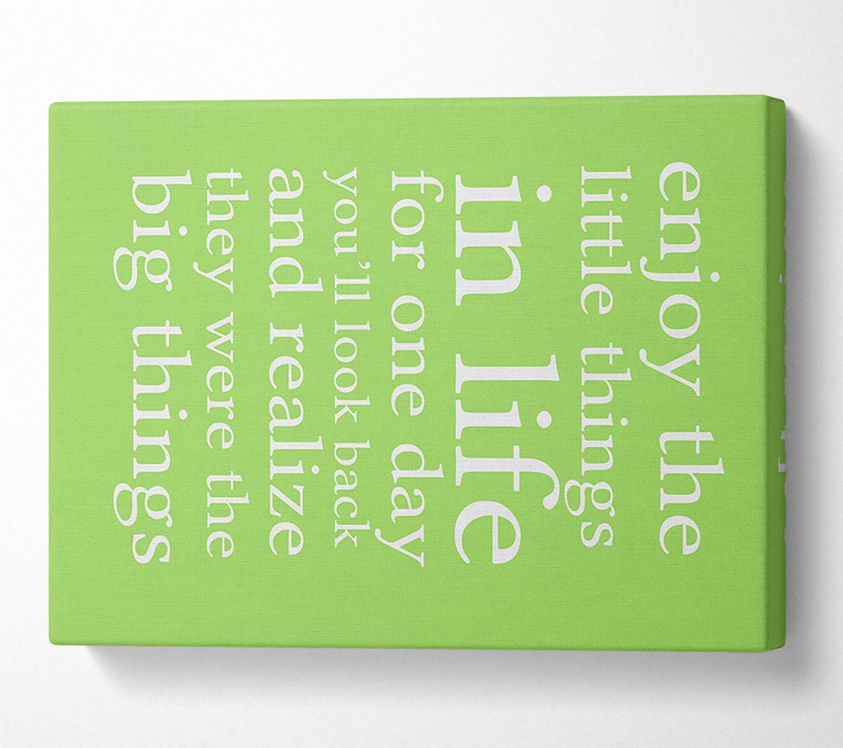 Motivational Quote Enjoy The Little Things In Life Lime Green Canvas Wall Art