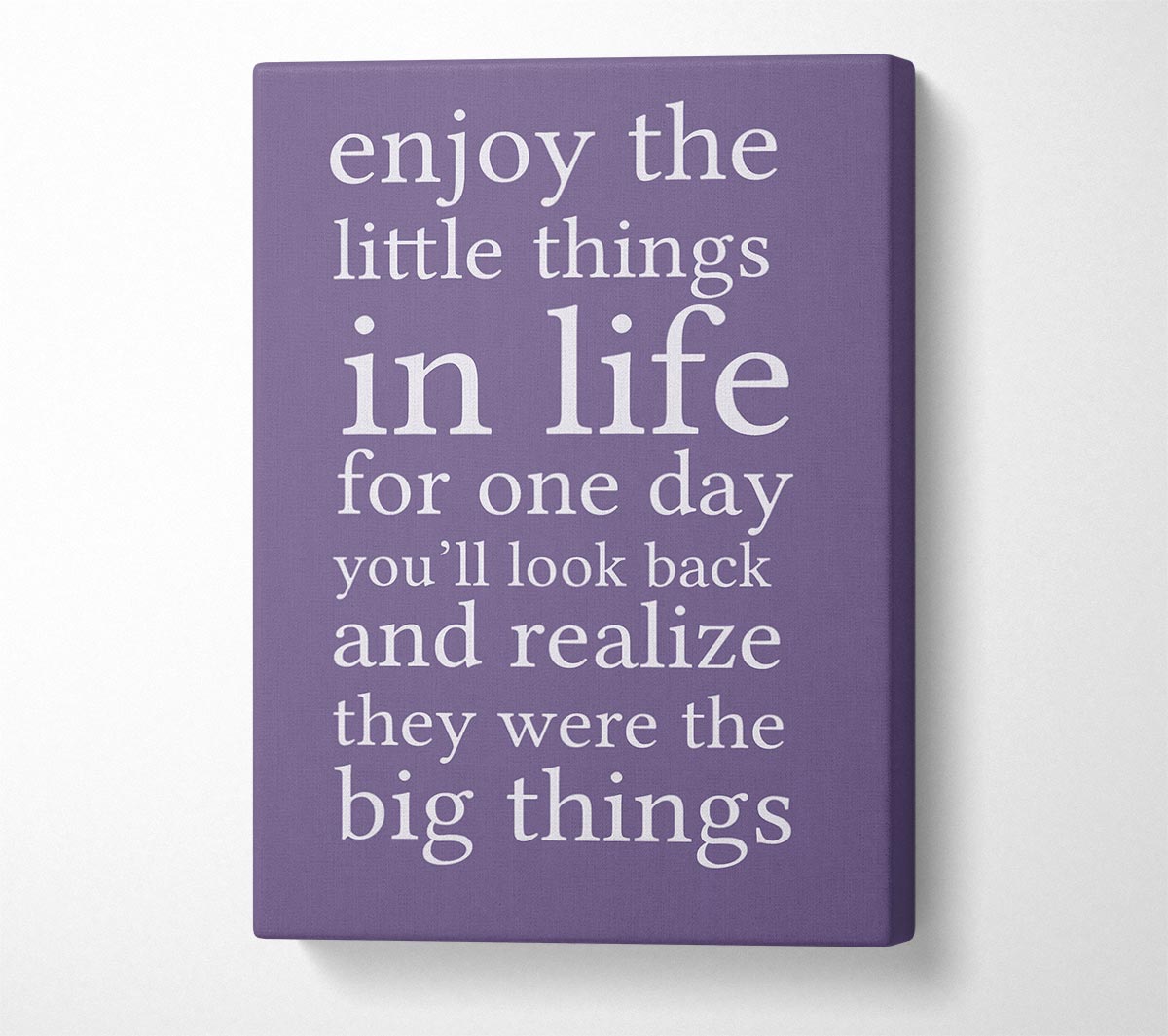 Motivational Quote Enjoy The Little Things In Life Lilac Canvas Wall Art