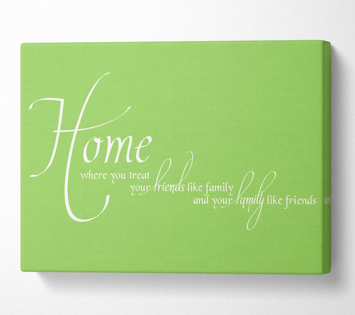 Family Quote Home Family Friends Lime Green Canvas Wall Art