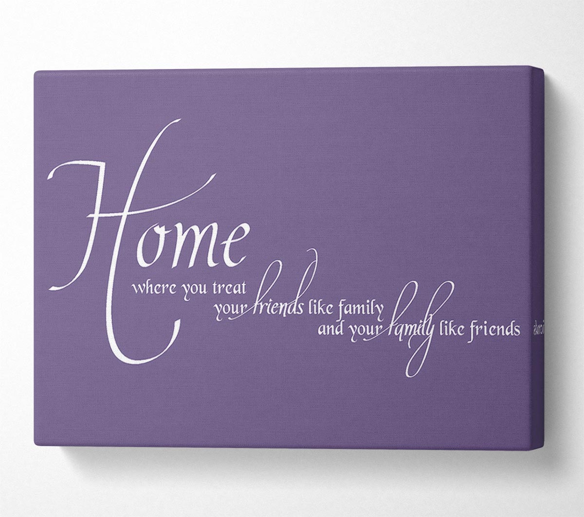 Family Quote Home Family Friends Lilac Canvas Wall Art