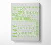 Home Quote Family Rules Be Happy Love Always Lime Green Canvas Wall Art