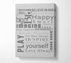 Home Quote Family Rules Be Happy Love Always Grey Canvas Wall Art