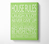 Family Quote House Rules Love Each Other Lime Green Canvas Wall Art