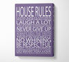 Family Quote House Rules Love Each Other Lilac Canvas Wall Art