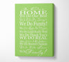 Family Quote In Our Home We Do Family Lime Green Canvas Wall Art
