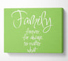 Family Quote Family Forever For Always Lime Green Canvas Wall Art