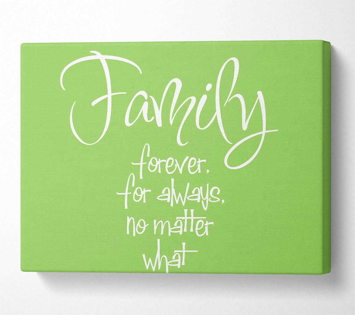 Family Quote Family Forever For Always Lime Green Canvas Wall Art