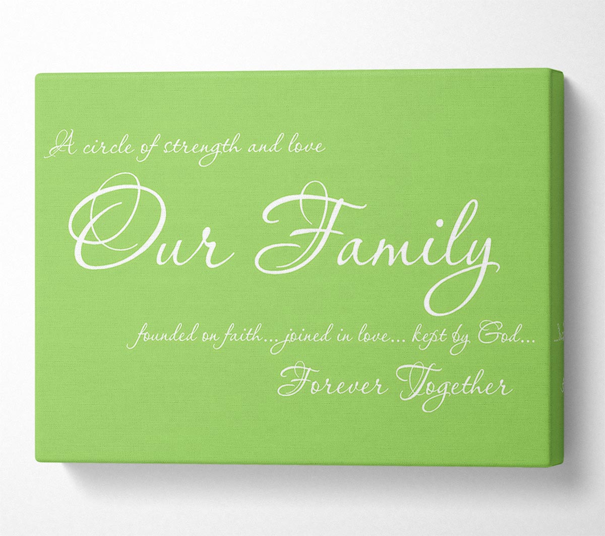 Family Quote Our Family Together Forever Lime Green Canvas Wall Art