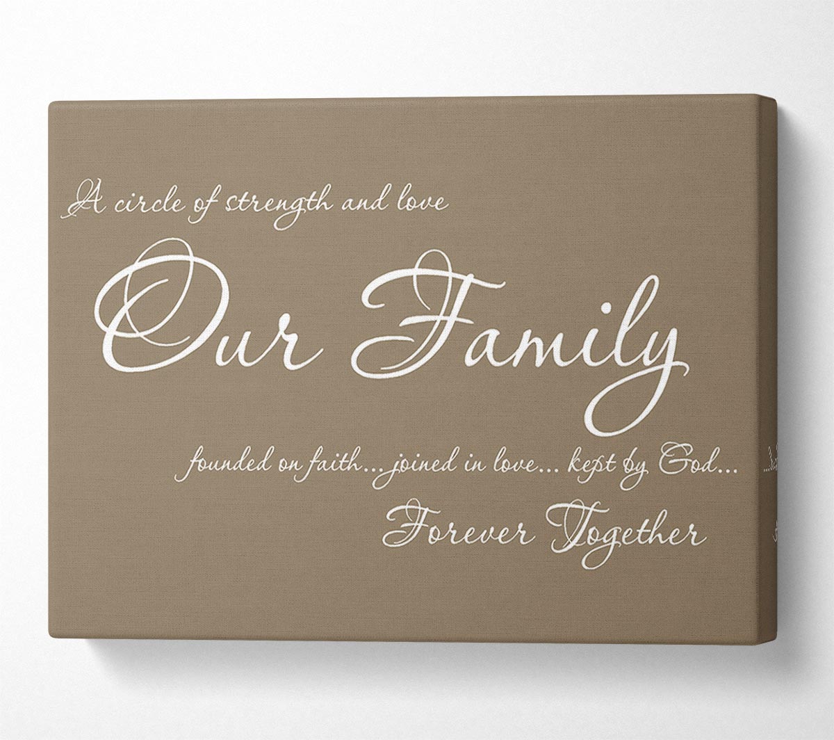 Family Quote Our Family Together Forever Beige Canvas Wall Art