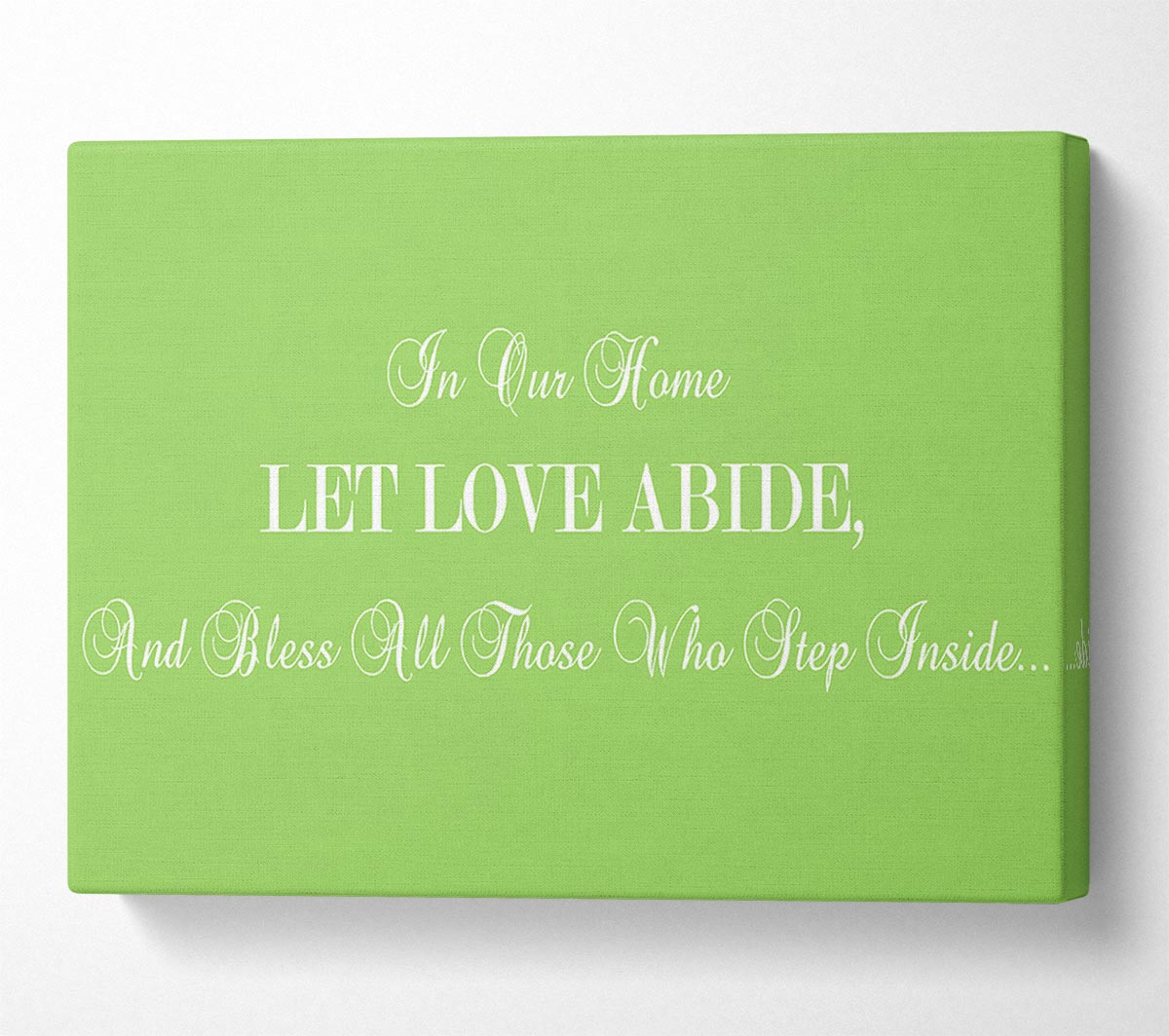 Love Quote In Our Home Let Love Abide Lime Green Canvas Wall Art