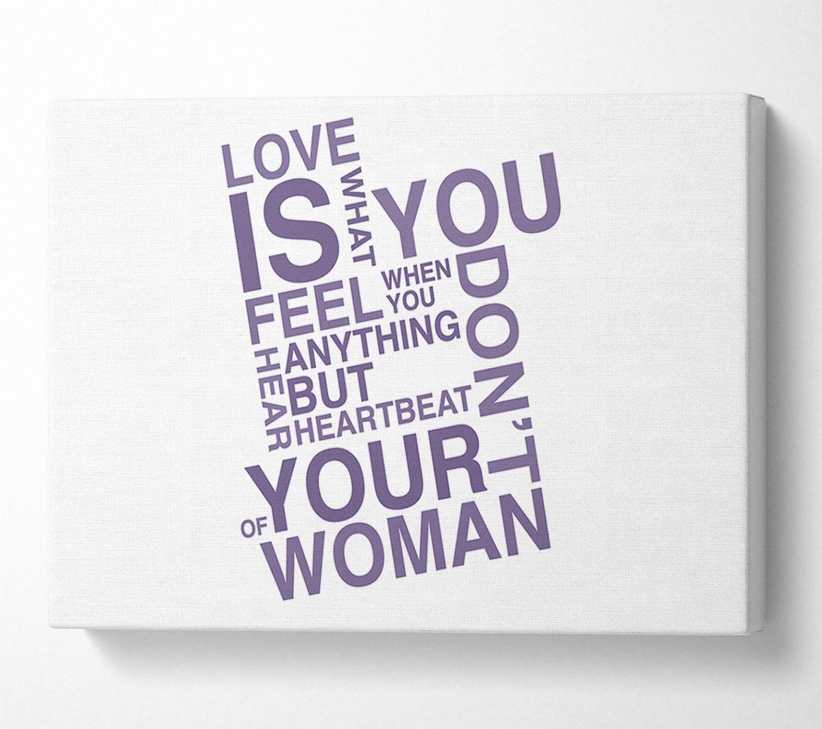 Love Quote Love Is What You Feel Lilac Canvas Wall Art