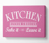 Kitchen Quote Dinner Choices Pink Canvas Wall Art