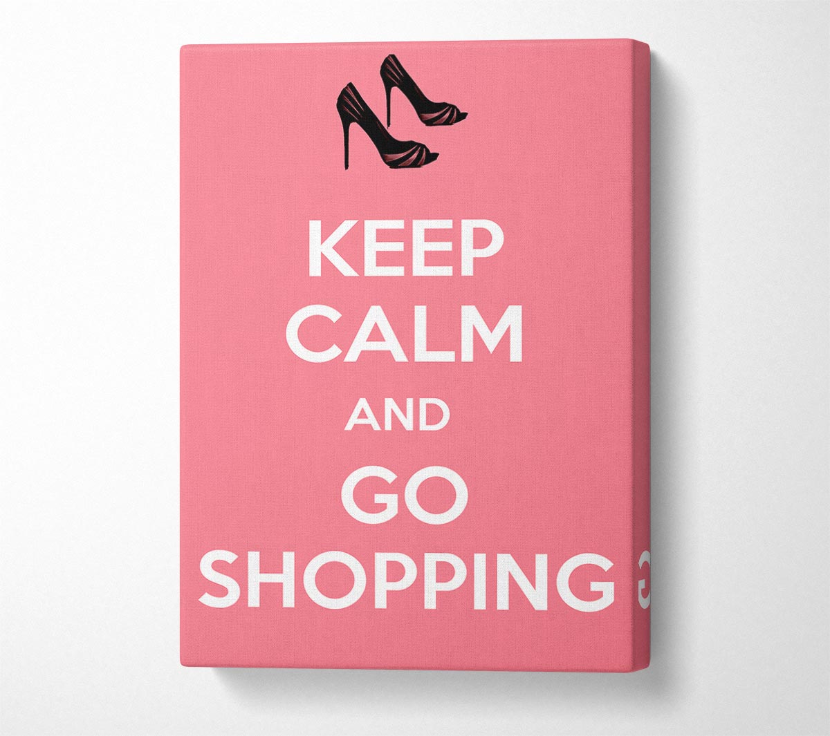 Girls Room Quote Keep Calm And Go Shopping Pink Canvas Wall Art