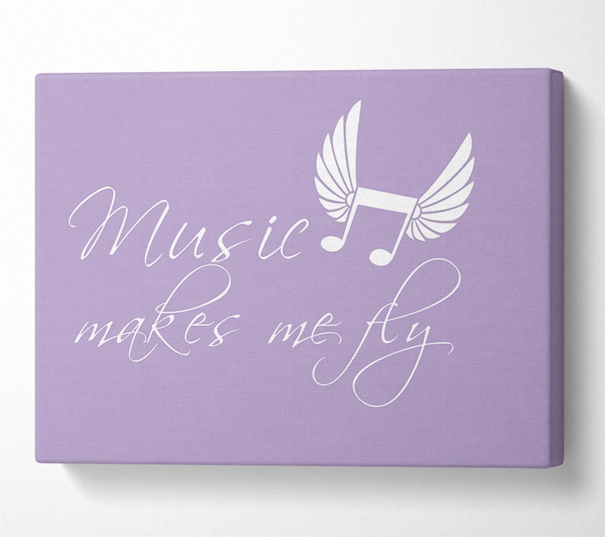 Boys room Quote Music Makes Me Fly Lilac Canvas Wall Art