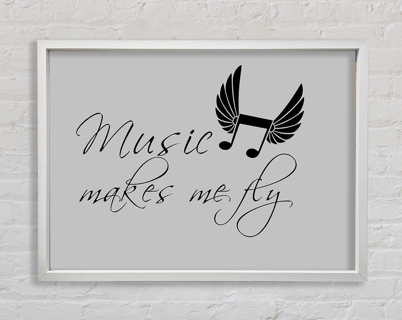 Boys room Quote Music Makes Me Fly Grey Framed Wall Art