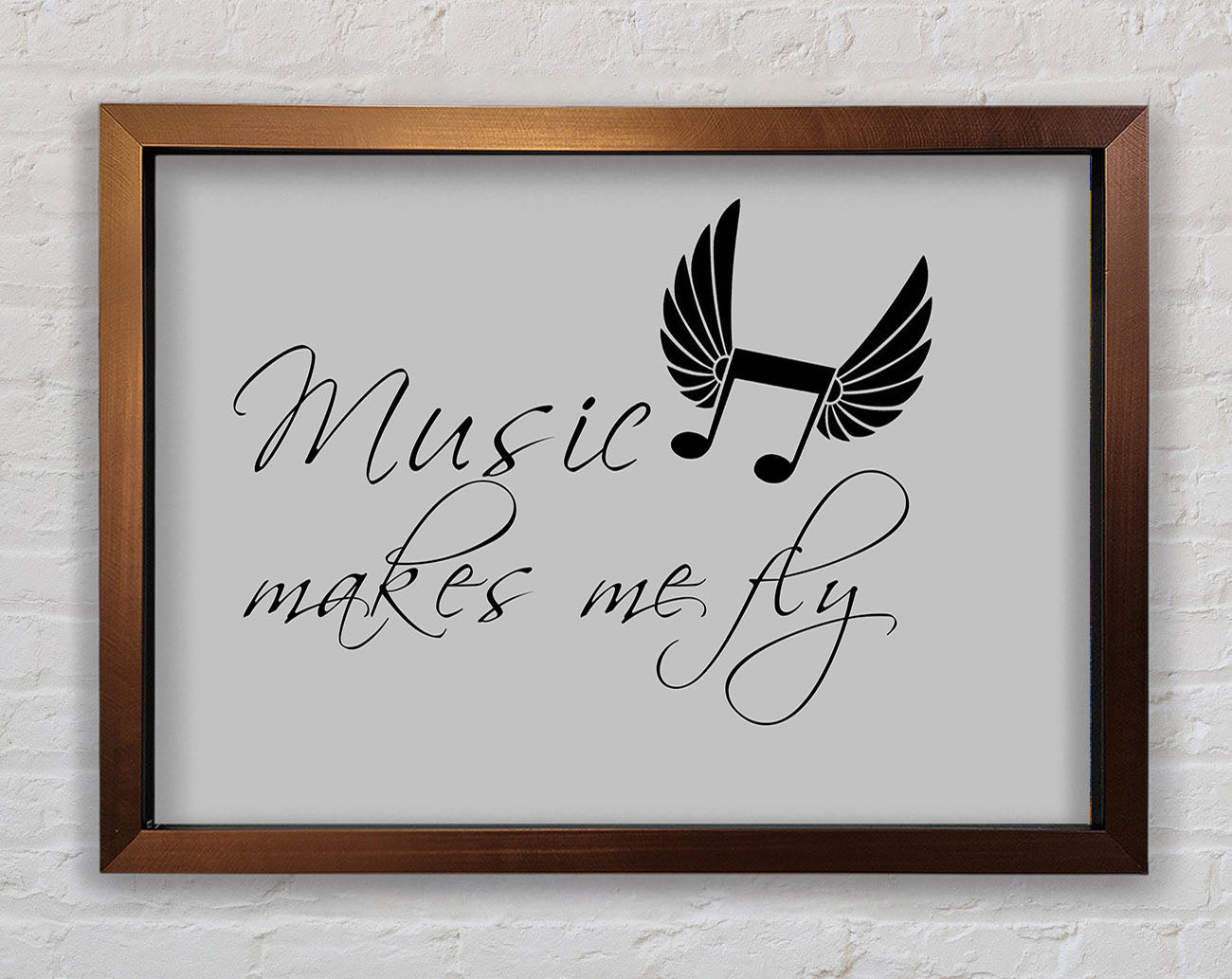 Boys room Quote Music Makes Me Fly Grey Framed Wall Art