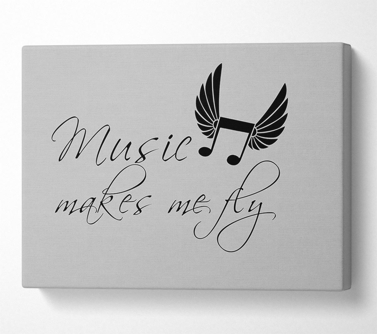 Boys room Quote Music Makes Me Fly Grey Canvas Wall Art