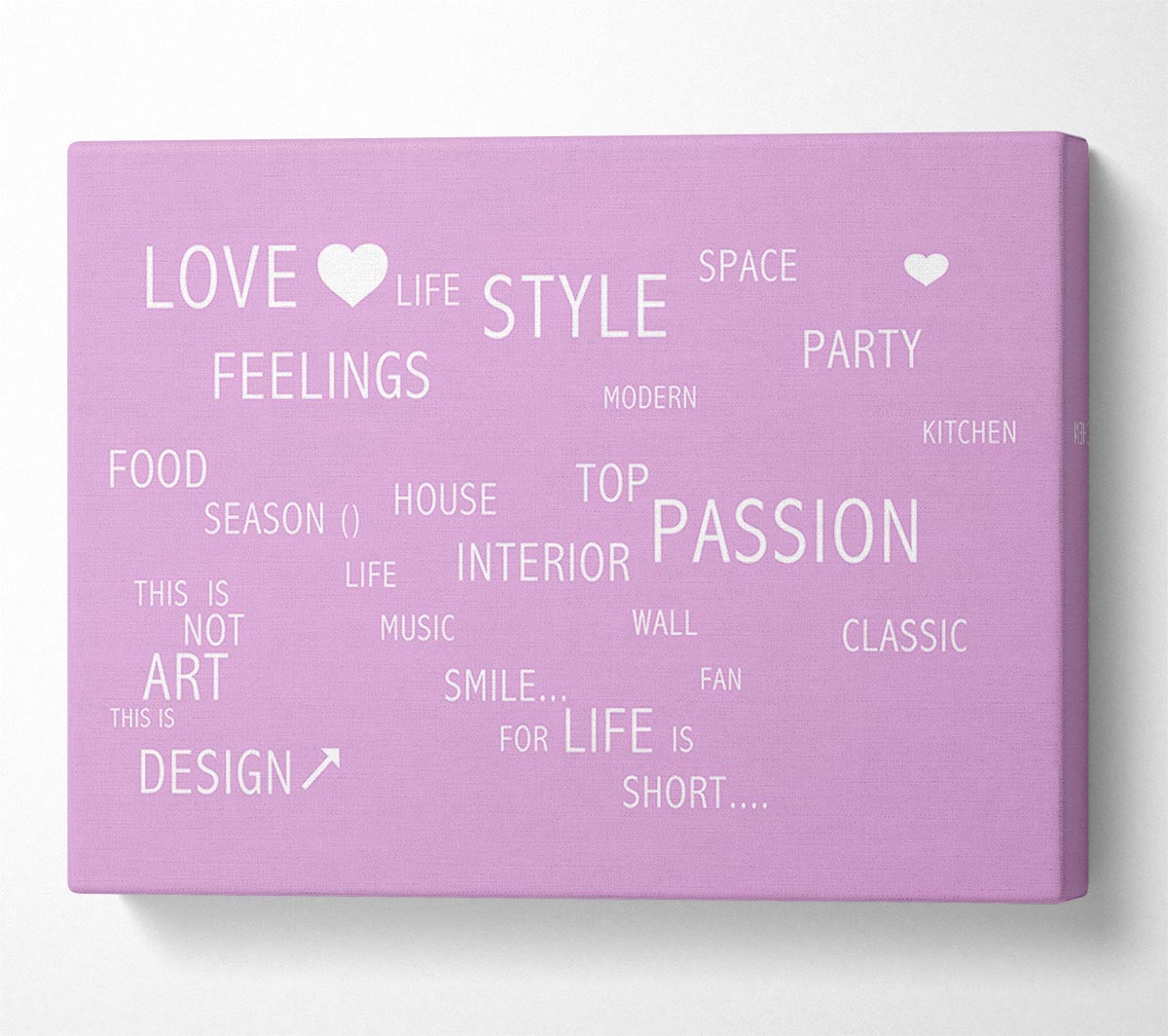 Love Quote Love Life Pink Canvas Wall Art